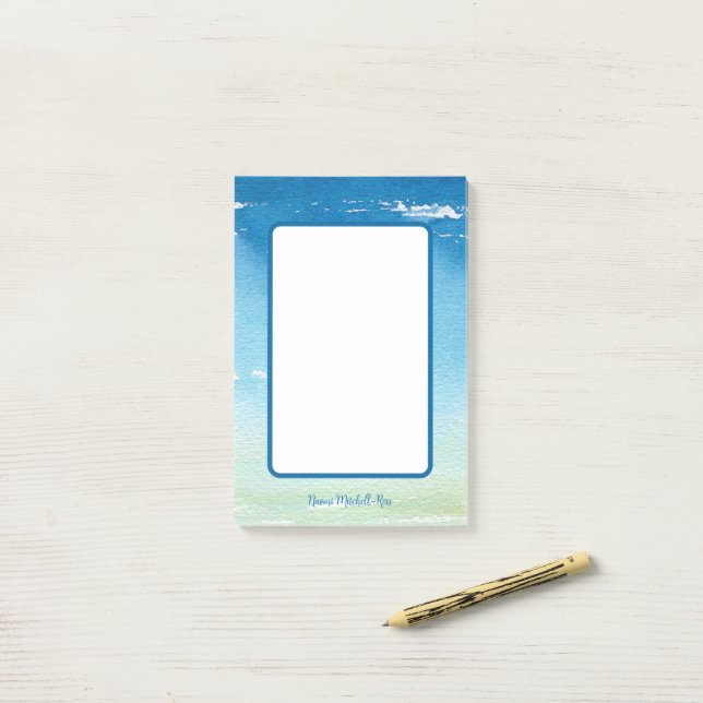 Personalized Blue Sky Ocean Waves  Notes (On Desk)
