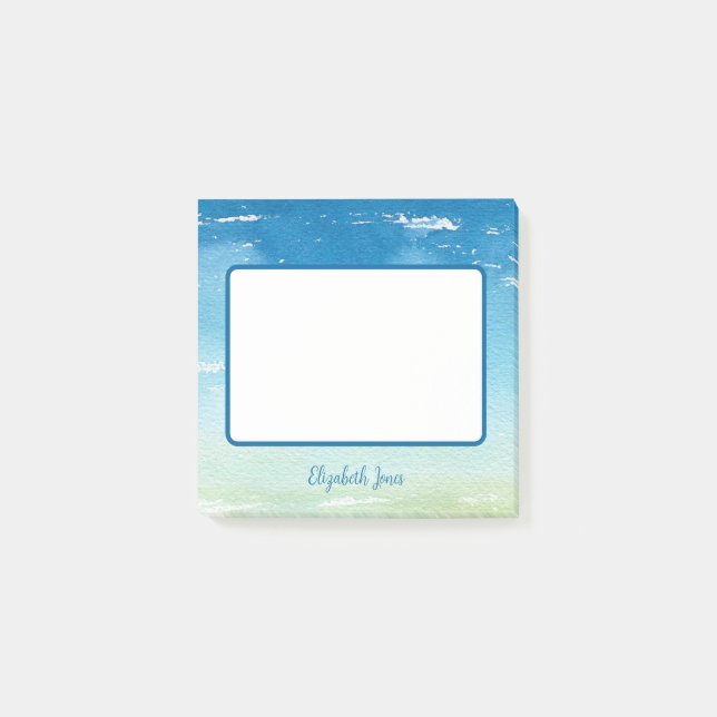 Personalized Blue Sky Ocean Waves  Post-it Notes (Front)
