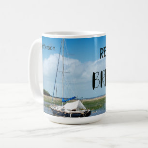 Personalized Blue Sky Sailboat & Sea Coffee Mug