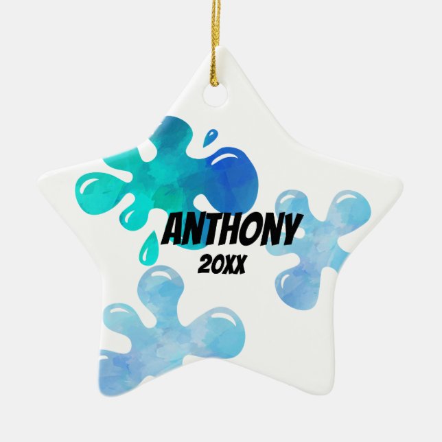 Personalized Blue Slime Christmas Ornament (Front)