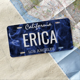 Personalized Blue Smoked License Plate