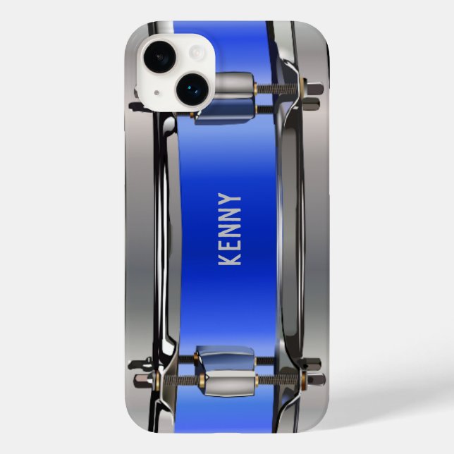 Personalized Blue Snare Drum Case-Mate iPhone Case (Back)