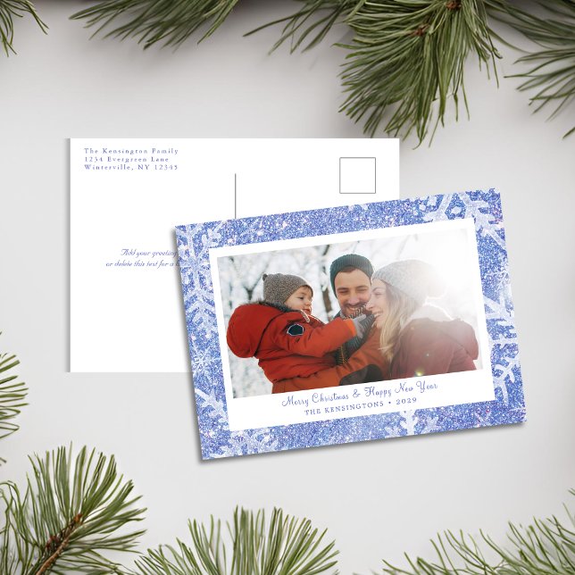 Personalized Blue Snowflake Christmas Card (Personalized Blue Snowflake Christmas Card)