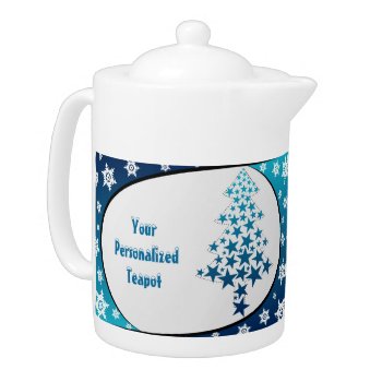 Personalized Blue Snowflake Teapot by BaileysByDesign at Zazzle