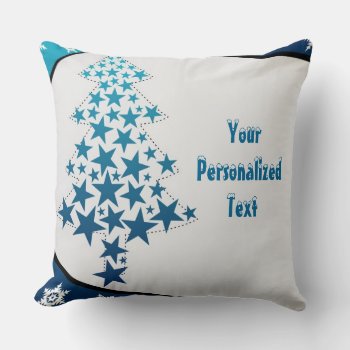 Personalized Blue Snowflake Throw Pillow by BaileysByDesign at Zazzle