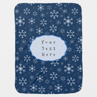 Personalized Blue Snowflake Winter Baby Blanket
