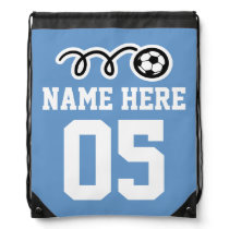 Personalized blue soccer drawstring backpack bag Personalized blue soccer drawstring backpack bag