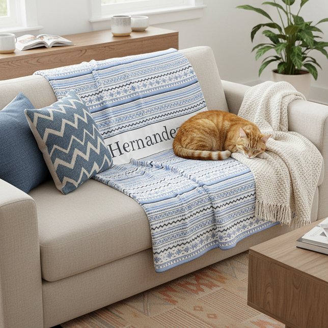 Personalized blue southwest pattern fleece blanket (Creator Uploaded)