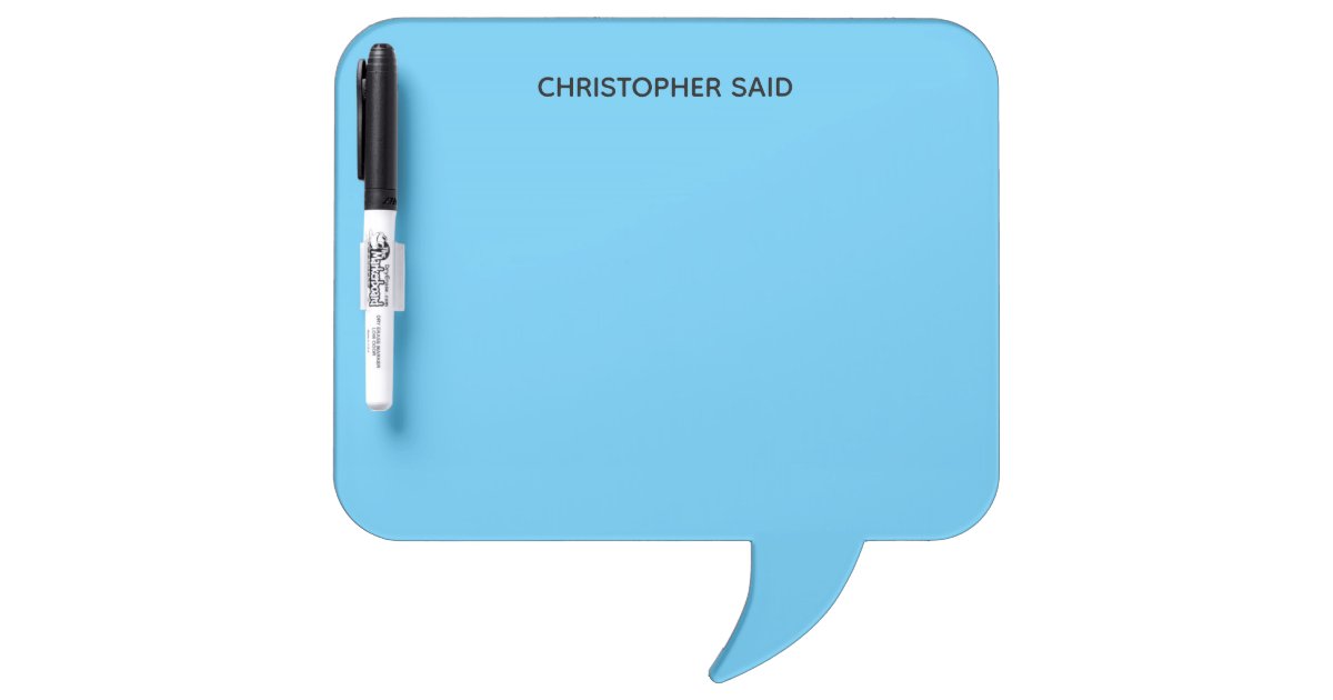 Personalized Blue Speech Bubble Dry Erase Board Zazzle