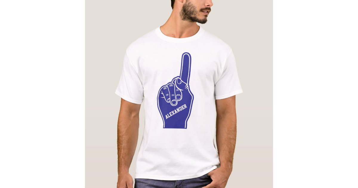 Personalized Blue Sports Foam Finger TShirt Zazzle