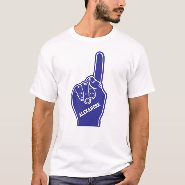 Personalized Blue Sports Foam Finger T-Shirt (Front)
