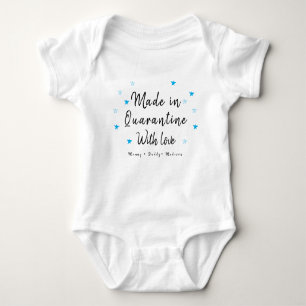 Personalized Blue star Made in Quarantine Baby Bodysuit