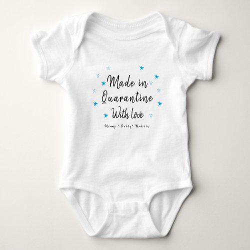 Personalized Blue star  Made in Quarantine Baby Bodysuit