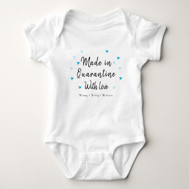 Personalized Blue star | Made in Quarantine Baby Bodysuit (Front)