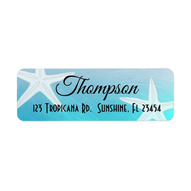 Personalized Blue Starfish  Return Address Labels (Front)