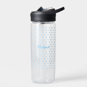 Personalized Blue Stars Monogram Kids Boys Cool Water Bottle