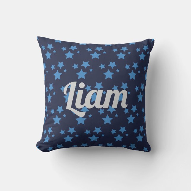 Personalized blue stars throw cushion (Front)
