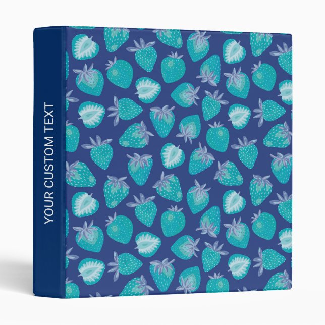 Personalized Blue Strawberry 3 ring binder (Front/Spine)