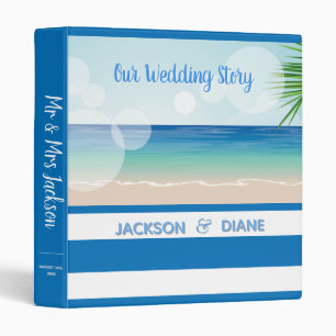 Personalized Blue Stripe Beach Wedding Day Binder