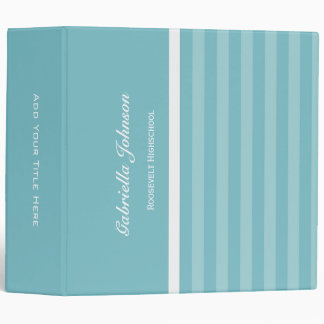 Personalized:  Blue Stripe Binder
