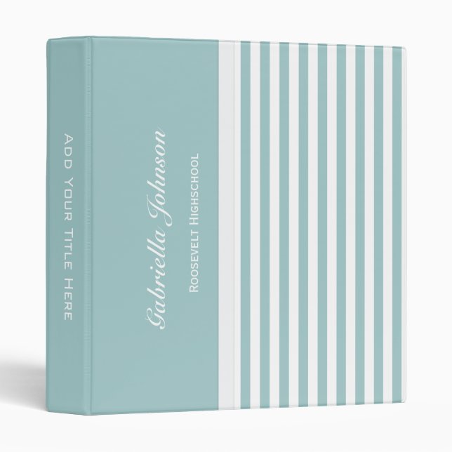 Personalized:  Blue Stripe Binder (Front/Spine)