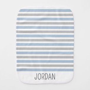 Personalized Blue Striped Baby Boy Name Burp Cloth