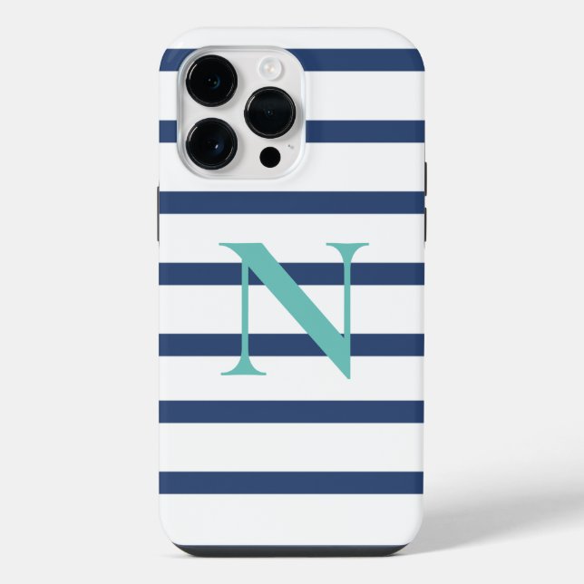 Personalized Blue Stripes  Iphone Case (Back)