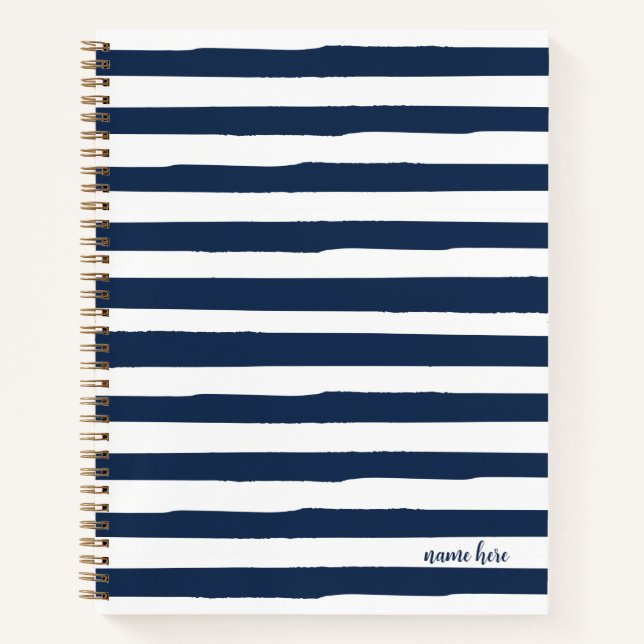 Personalized Blue Stripes Notebook (Front)