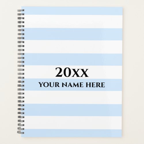 Personalized Blue Stripes Planner Notebook