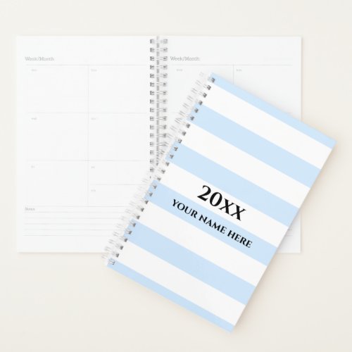Personalized Blue Stripes Planner Notebook
