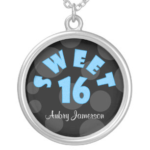 Personalized Blue Sweet 16 Necklace