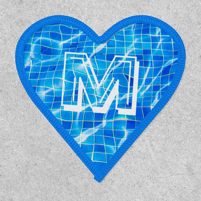 Personalized Blue Swimming Monogram Patch (Front)