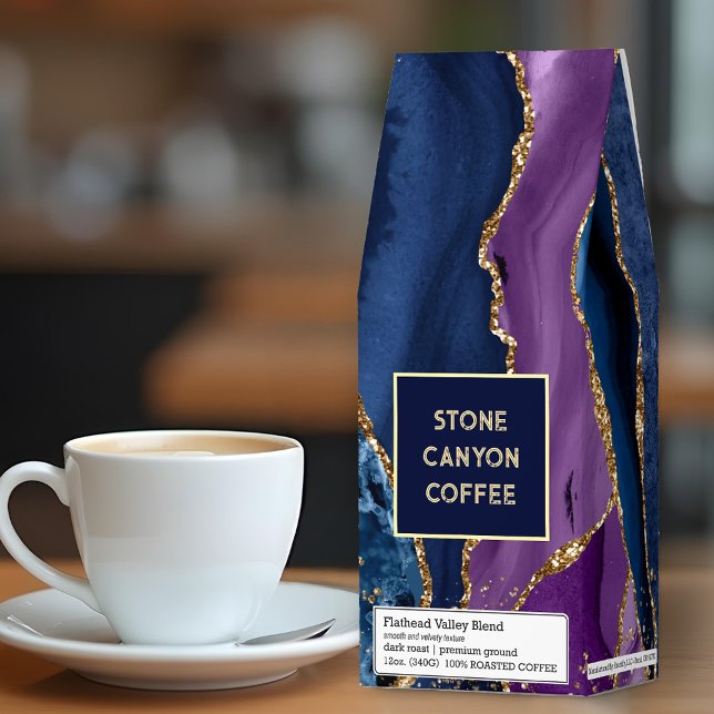 Personalized Blue/Teal/Purple Agate w/Gold Veins  Roasted Coffee (Creator Uploaded)