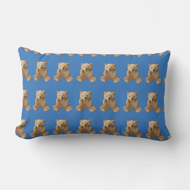 Personalized Blue Teddy Bear Pillow (Front)