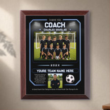Personalized Blue Thank You Coach Soccer