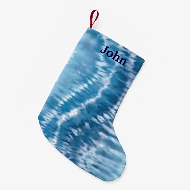 Personalized Blue Tie Dye Christmas Stocking (Front (Hanging))