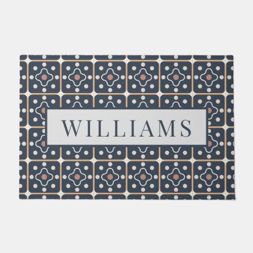 Personalized Blue Tile Pattern Doormat