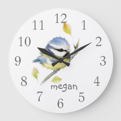 Personalized Blue tit Bird Wall Clock