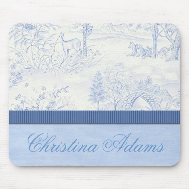 Personalized Blue Toile Mousepad (Front)