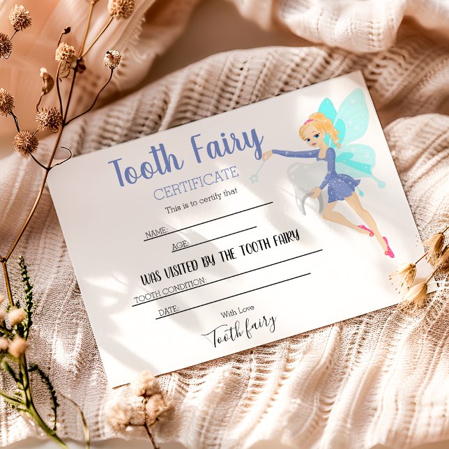 Personalized Blue Tooth Fairy Certificate Thank You Card (Creator Uploaded)