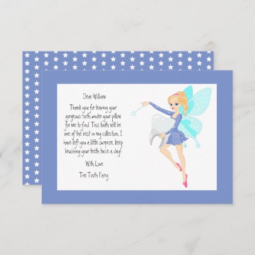 Personalized Blue Tooth Fairy Thank You