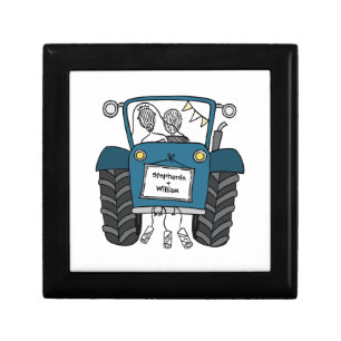 Personalized Blue Tractor Country Wedding Gift Box