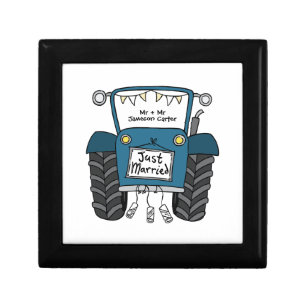 Personalized Blue Tractor Country Wedding Gift Box