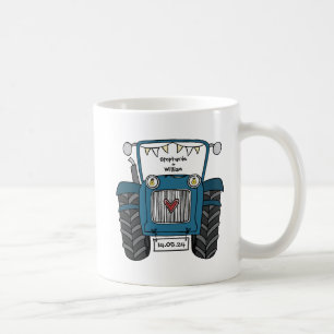 Personalized Blue Tractor Country Wedding Gift Coffee Mug