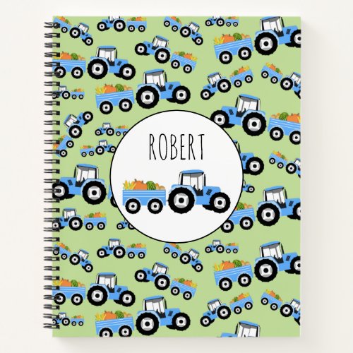 Personalized Blue Tractor Truck Farm Produce Notebook