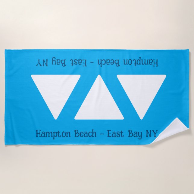 Personalized Blue Triangles Beach Towel” Towel (Front)