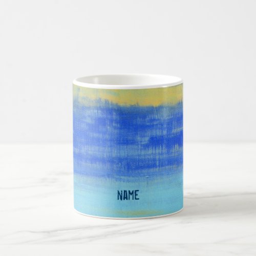 Personalized  Blue Turquiose Nautical Abstract Art Coffee Mug