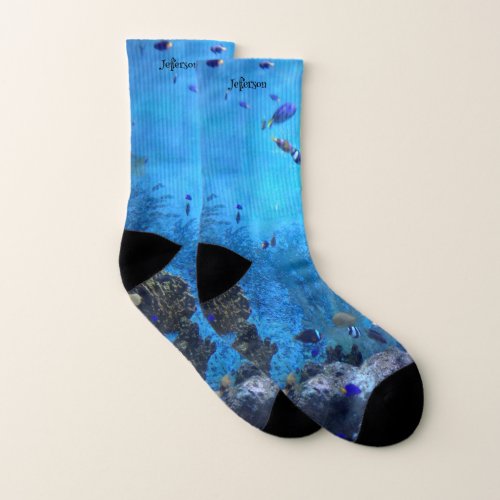 Personalized Blue Under the Sea Socks