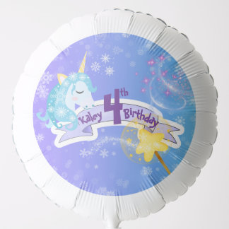 Personalized Blue Unicorn Large Birthday Balloon