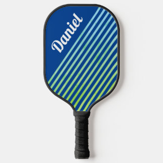 Personalized Blue Vertical Striped Minimal Modern Pickleball Paddle
